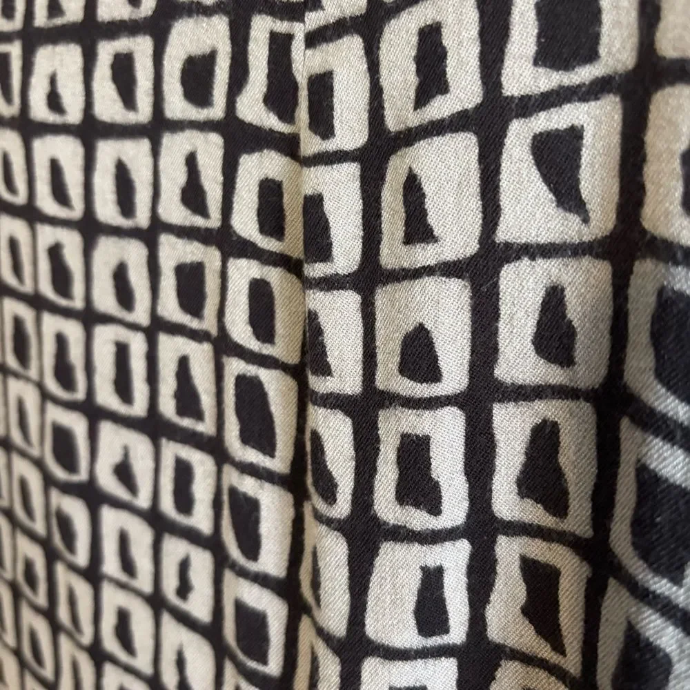 Vintage Express Brown Abstract Print Midi Pencil Skirt Sz 9/10 - Picture 2 of 8